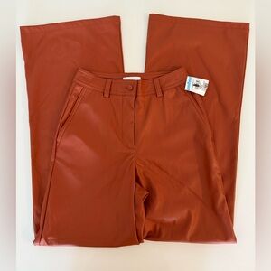 NWT Topshop Rust Faux Leather Wide Leg Pants